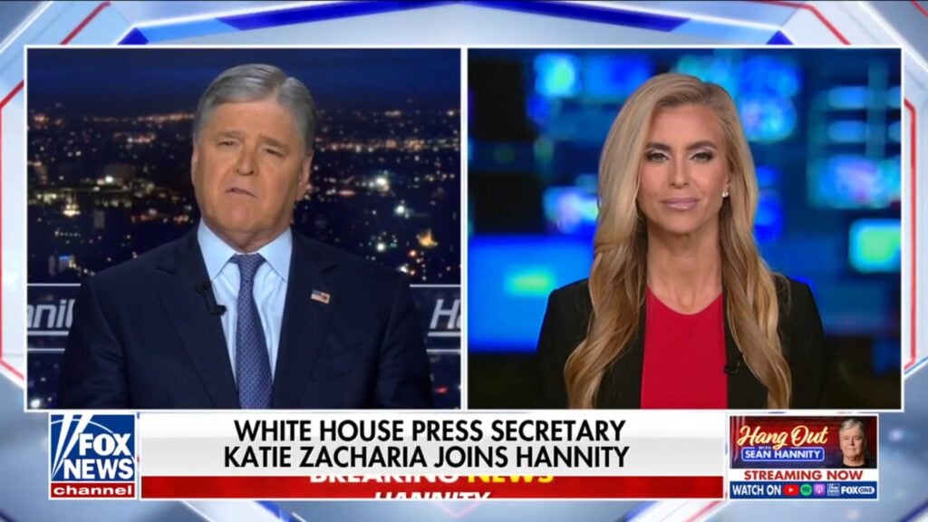 Sean Hannity and Katie Zacharia on Fox News.