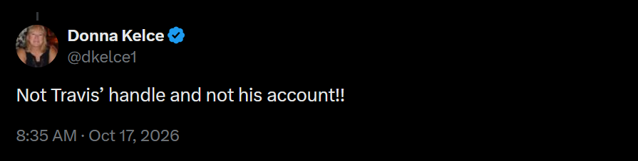 A dark mode tweet by Donna Kelce.