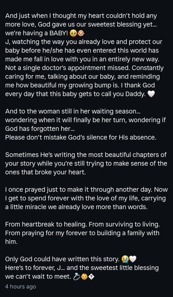 Savannah Chrisley's pregnancy and engagement Instagram caption Part 2 of 2.