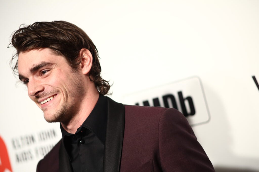 RJ Mitte walks the red carpet at the Elton John AIDS Foundation Academy Awards Viewing Party on February 09, 2020 in Los Angeles, California.