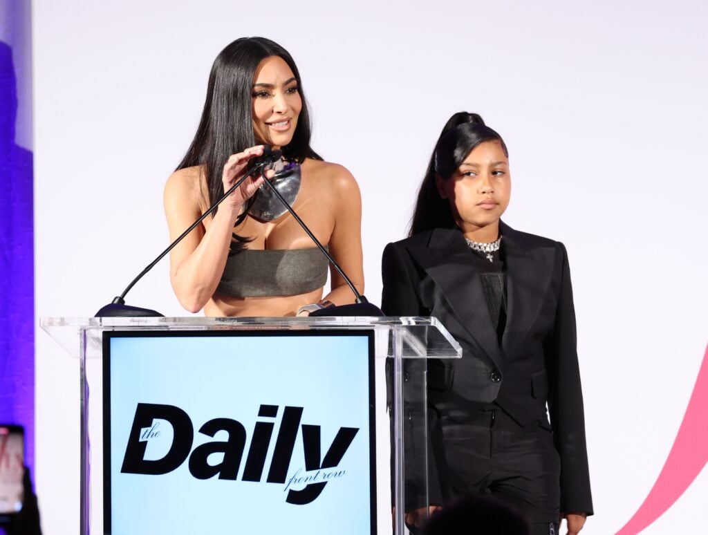Kim Kardashian and North West speak onstage during The Daily Front Row's Seventh Annual Fashion Los Angeles Awards at The Beverly Hills Hotel on April 23, 2023 in Beverly Hills, California.