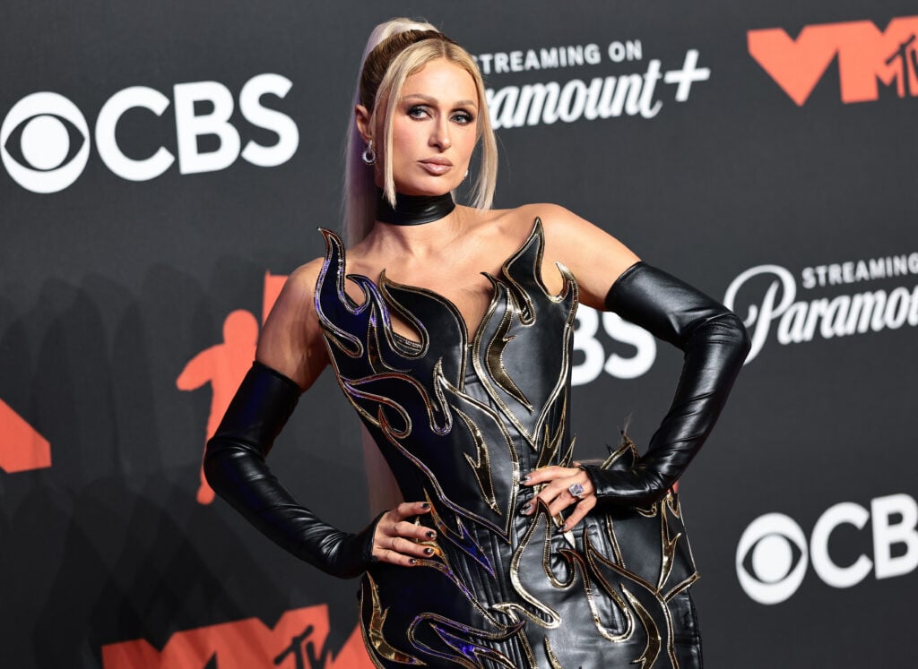 Paris Hilton attends the 2025 MTV Video Music Awards at UBS Arena on September 07, 2025 in Elmont, New York. 