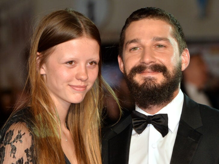Mia Goth and Shia LeBeouf attend the closing night European Premiere gala red carpet arrivals for "Fury" during the 58th BFI London Film Festival at Odeon Leicester Square on October 19, 2014 in London, England.